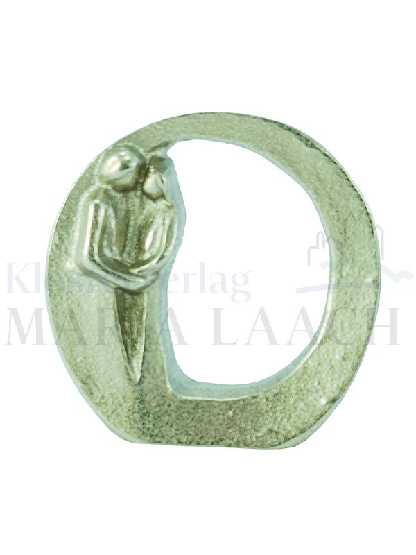 Foto: Ministehplakette Paar - Einander vertraut, Ø 4 cm, Silberbronze