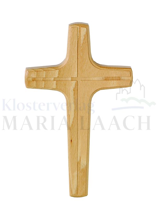 Foto: Wandkreuz mit eingraviertem Kreuz, Buche lackiert, 29 x 17,5  cm