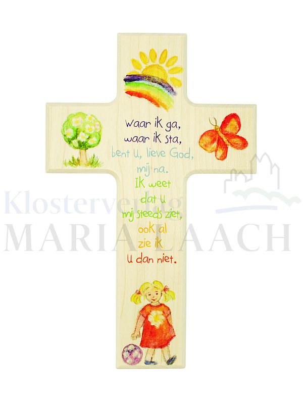 Foto: Kinderkreuz Waar ik ga... (niederländischer Text), 21,5 x 13,5 x 1,8 cm, Ahorn, natur/NL