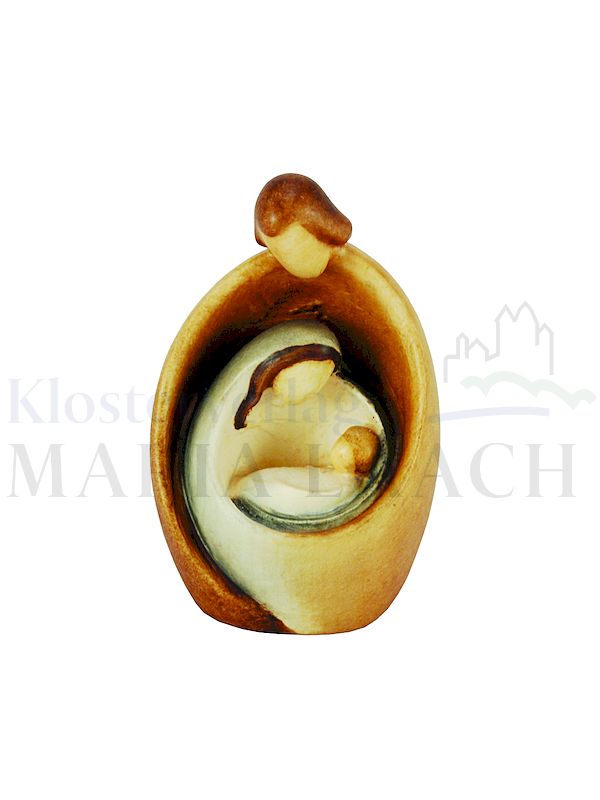Foto: Block-Krippe Heilige Familie, Ahorn, von Hand bemalt, 9 cm