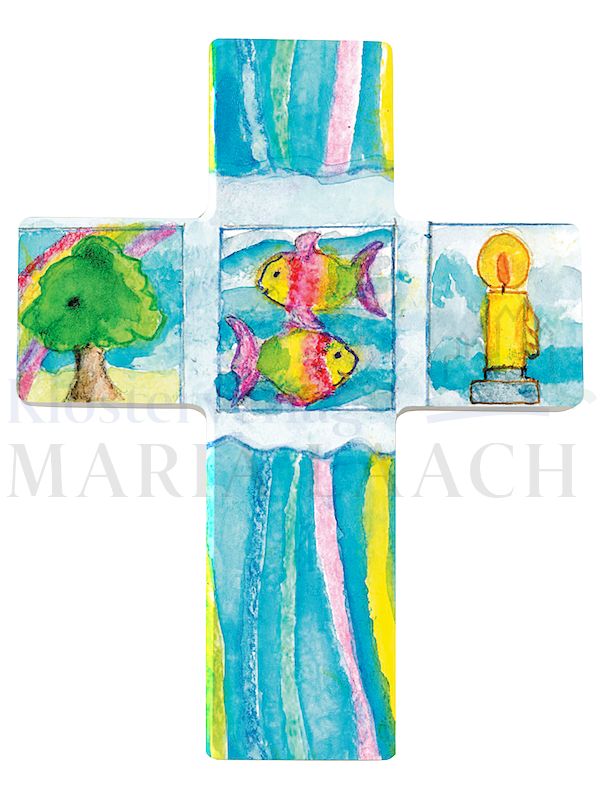 Foto: Kreuz Symbole, Buche weiß, 9 x 7 cm