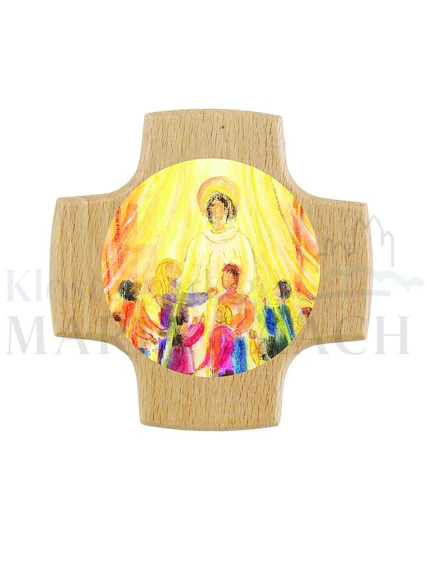 Foto: Kreuz, Jesus der Kinderfreund, Buche, 8 x 8 cm