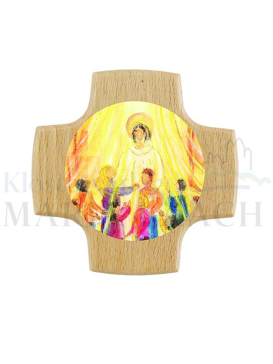 Foto: Kreuz, Jesus der Kinderfreund, Buche, 8 x 8 cm