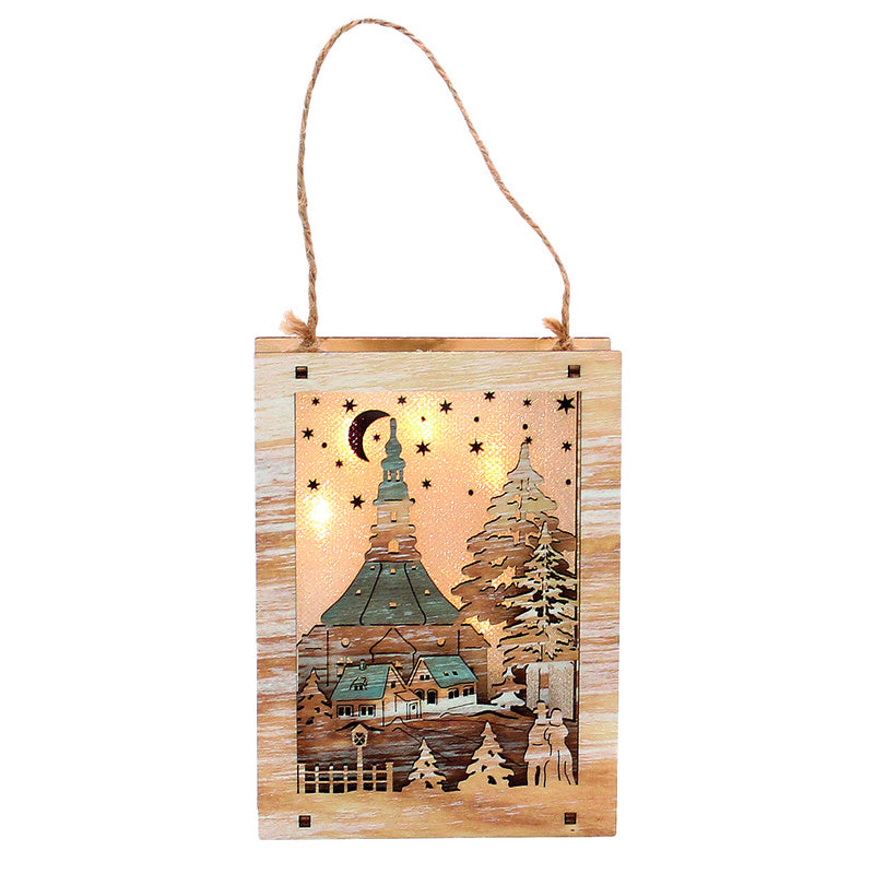 Foto: Winterszene Wald-Stadt Motiv Bergkirche, 9x3x12 cm