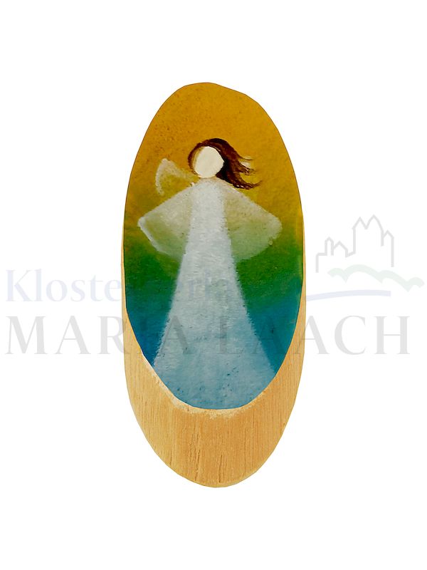 Foto: VE 5 Holz-Handschmeichler Engel, gelb/blau, ca. 2,5 x 6,5 cm