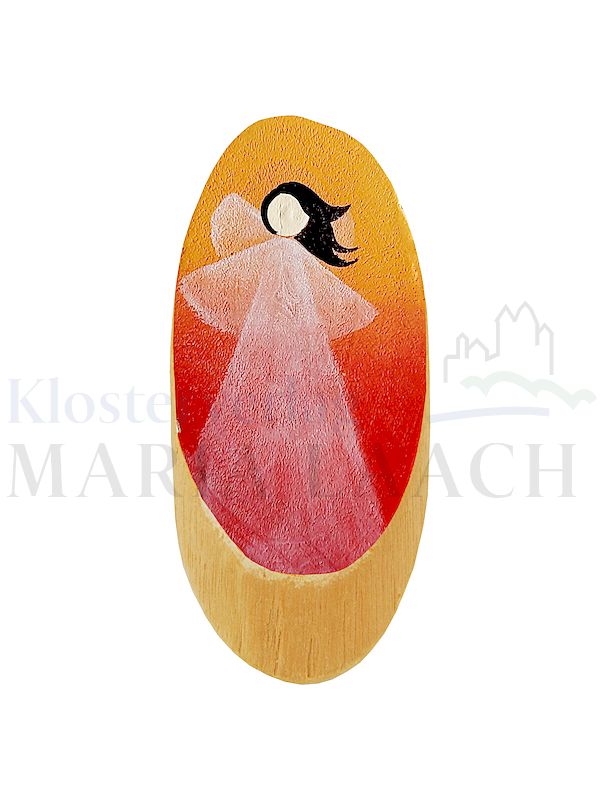 Foto: VE 5 Holz-Handschmeichler Engel, orange/rot, ca. 2,5 x 6,5 cm