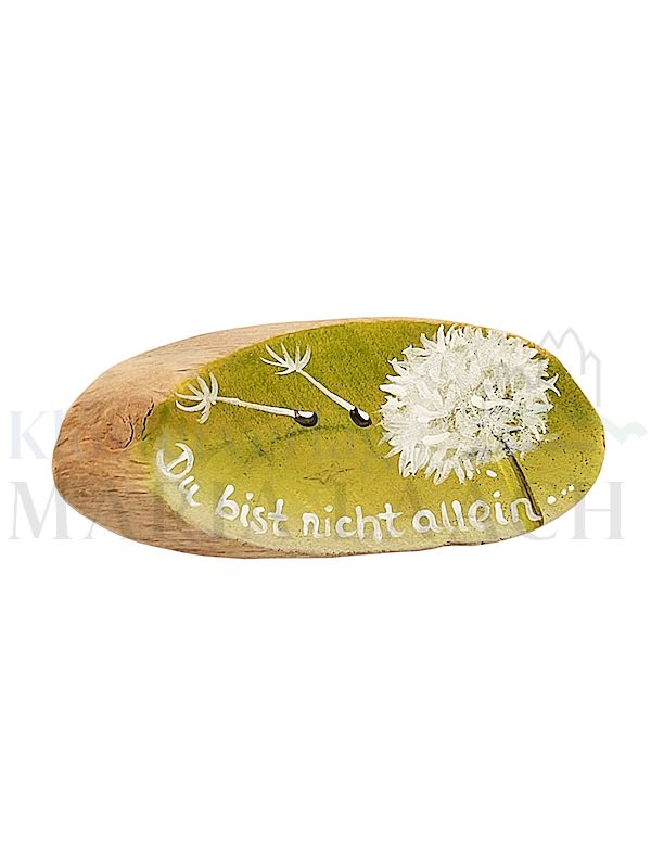 Foto: VE 5 Holz-Handschmeichler Pusteblume grün Du bist nicht allein, ca. 2,5 x 6,5 cm
