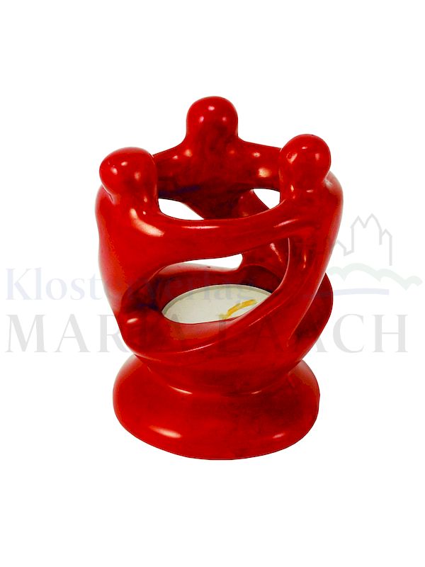 Foto: Figurengruppe Gemeinschaft rot, 9 cm hoch, Ø 7 cm, mit Teelicht