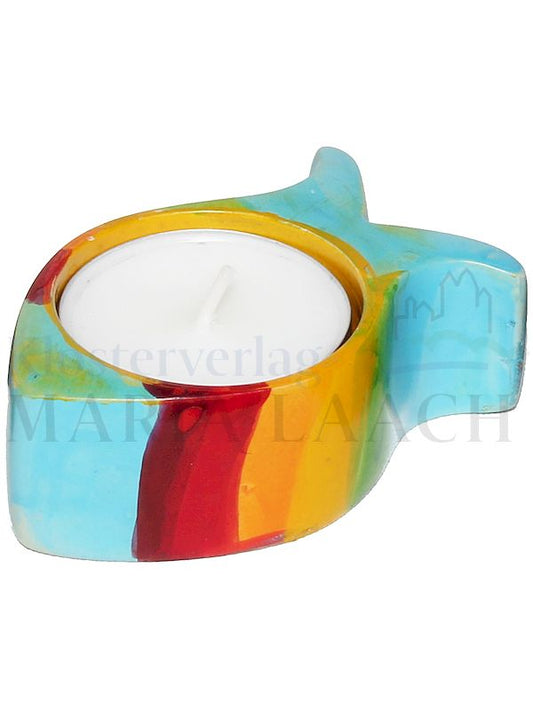 Foto: Teelichthalter Regenbogenfisch, hellblau, 7,4 x 4,5 x 2,5 cm