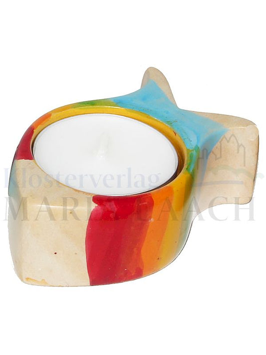 Foto: Teelichthalter Regenbogenfisch, natur, 7,4 x 4,5 x 2,5 cm