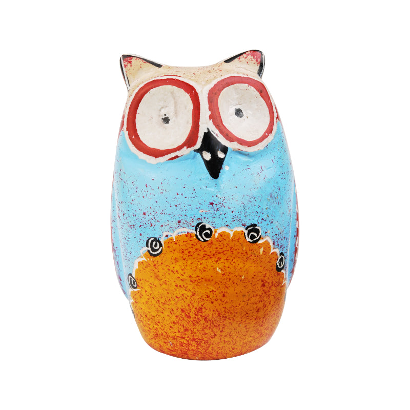 Eulen aus Speckstein in verschiedenen Farben - Blau-Orange