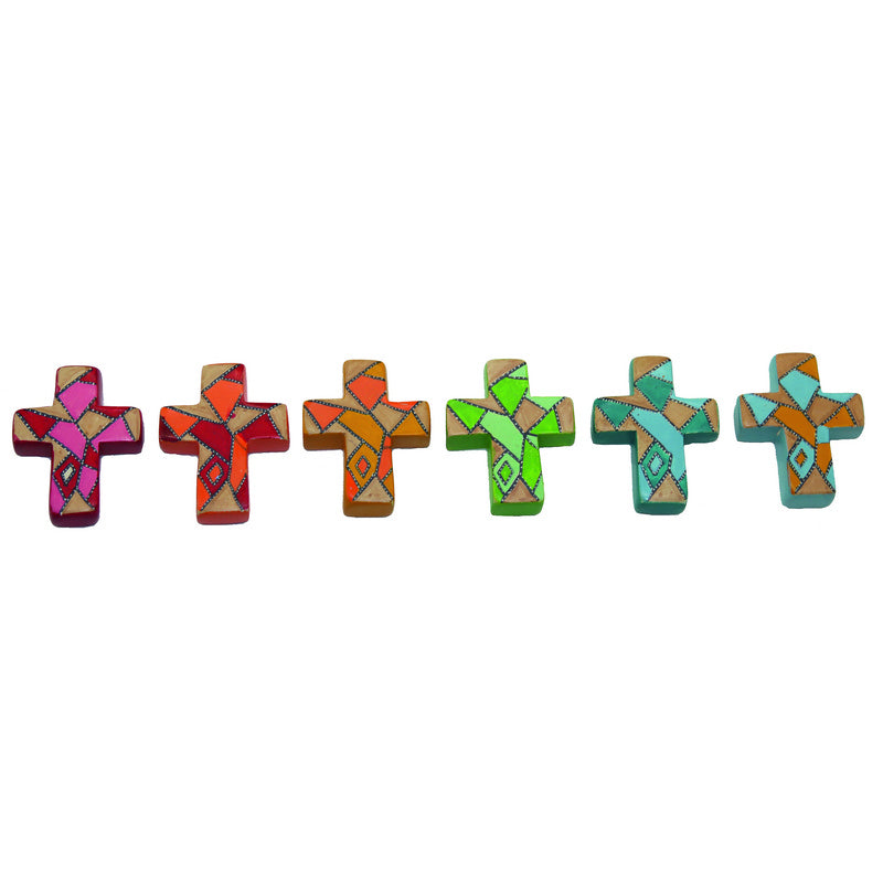 Foto: Speckstein-Handkreuz Mosaik, 2 x 6 Farben gemischt, 5,5 x 4,5 cm, VE 12 Stück
