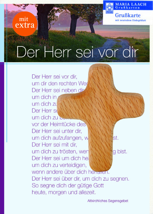 Grußkarte mit Gebetstext und Handkreuz