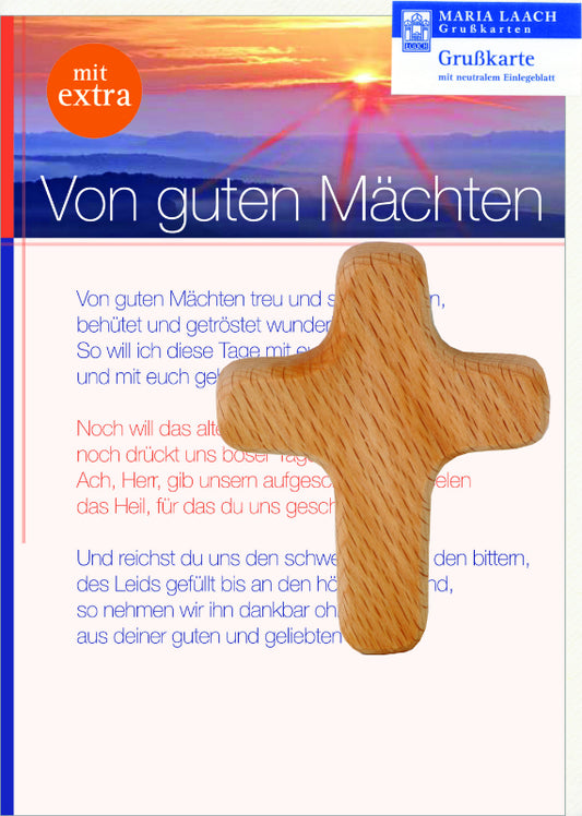 Grußkarte mit Gebetstext und Handkreuz
