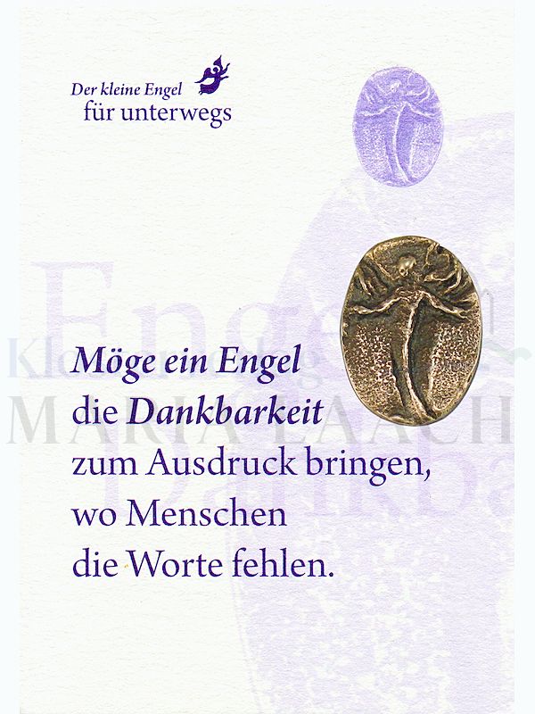 Foto: Mini-Plakette Engel der Dankbarkeit, auf Kärtchen, 11,5 x 8 cm