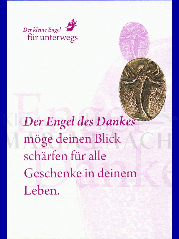 Foto: Mini-Plakette Engel des Dankes, auf Kärtchen, 11,5 x 8 cm