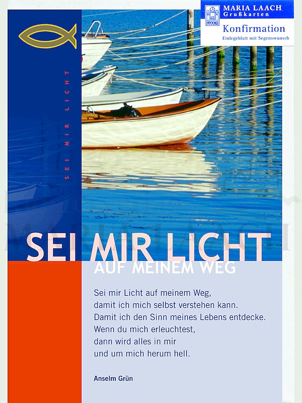 Foto: Pin Fisch gold & Grußkarte Sei mir Licht auf meinem Weg ..., 16 x 11,2 cm