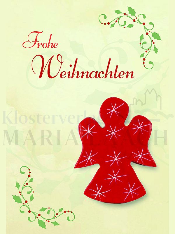 Foto: Engelfigur flach, Stern, auf Minicard Frohe Weihnachten, 11,2 x 8 cm