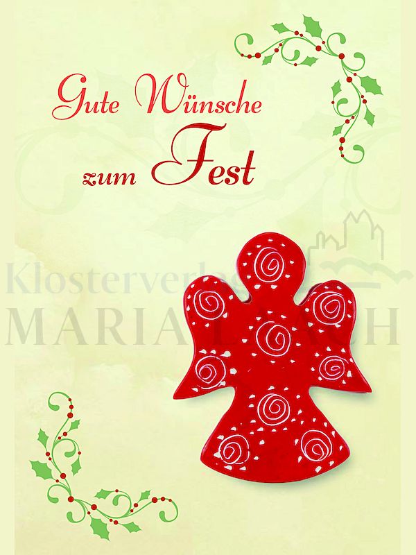 Foto: Engelfigur flach, Spirale hell, auf Minicard Gute Wünsche zum Fest, 11,2 x 8 cm