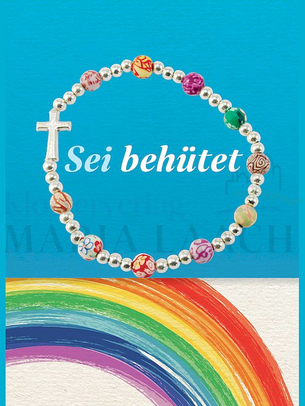 Foto: Armband bunte Perlen klein, auf Minicard Sei behütet, 11,2 x 8 cm