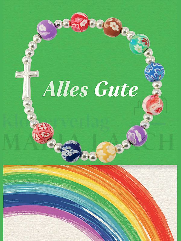 Foto: Armband bunte Perlen groß, auf Minicard Alles Gute, 11,2 x 8 cm