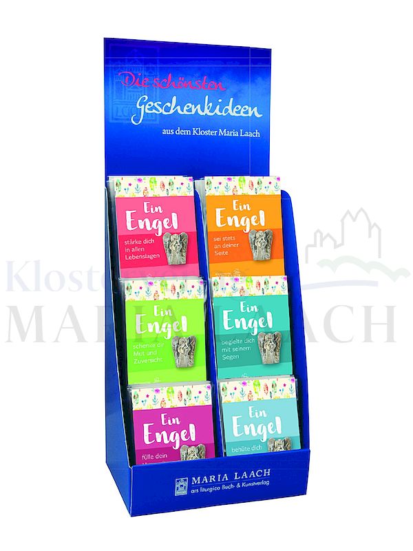 Foto: Theken-Display, 48 Ministandfiguren Herzengel auf Kärtchen