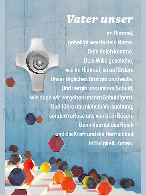 Foto: Vaterunser, Minikreuz Spirale auf Kärtchen, 11,5 x 8 cm