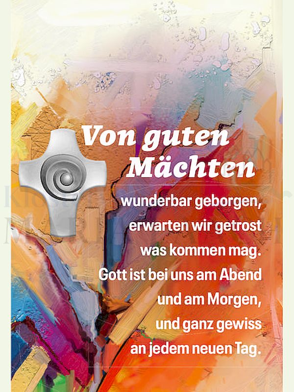 Foto: Von guten Mächten, Minikreuz Spirale auf Kärtchen, 11,5 x 8 cm