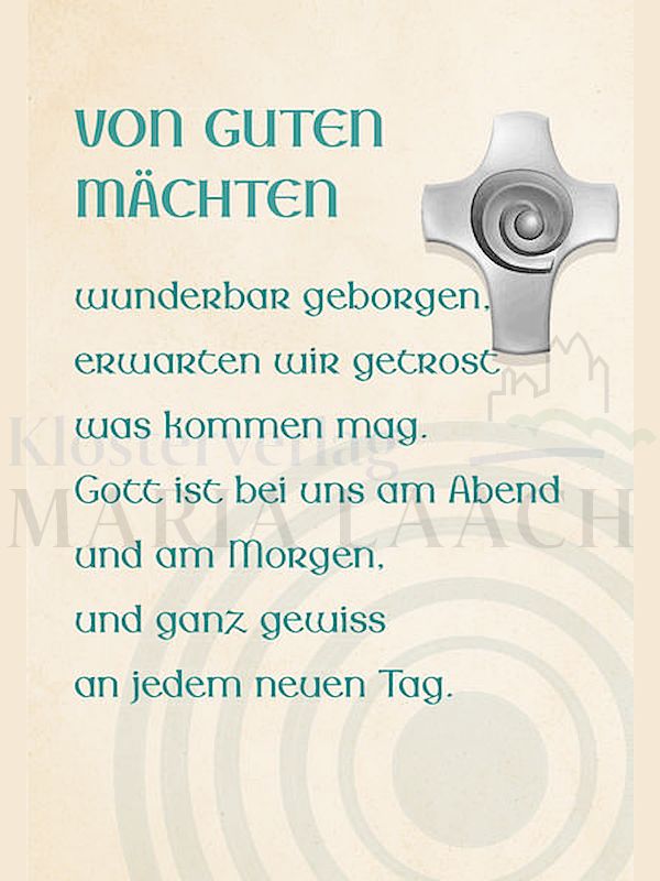 Foto: Von guten Mächten, Minikreuz Spirale auf Kärtchen, 11,5 x 8 cm
