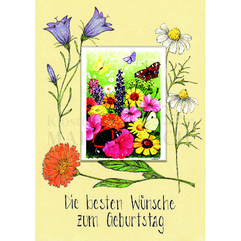Die besten Wünsche zum Geburtstag - Bunte Blumenwiese