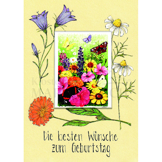 Die besten Wünsche zum Geburtstag - Bunte Blumenwiese