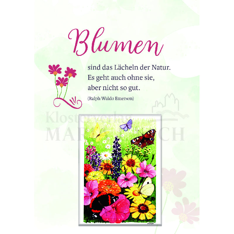 Blumen sind das Lächeln der Natur - Bunte Blumenwiese Doppelkarte mit Samentütchen