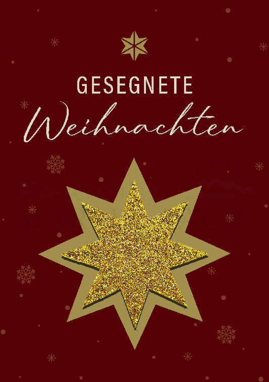 Gesegnete Weihnachten mit Glitzer-Stern aus Filz