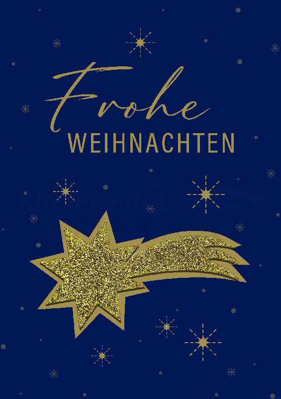 Frohe Weihnachten mit, glitzernder, Sternschnuppe aus Filz