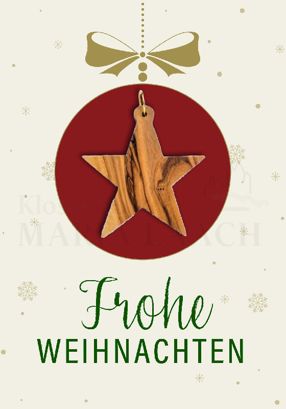 Frohe Weihnachten mit Stern aus Olivenholz