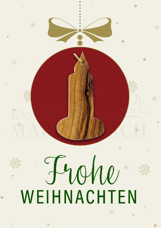Frohe Weihnachten mit Kerze aus Olivenholz