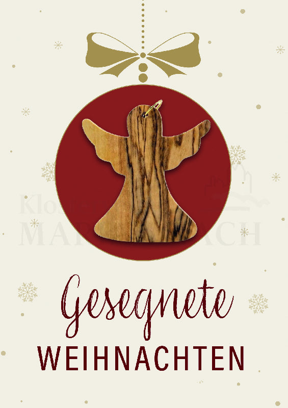 Gesegnete Weihnachten mit Engel aus Olivenholz