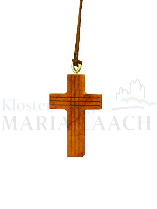 Foto: VE 5 Kreuz Linien, Olivenholz, 4,3 x 2,6 cm, mit Schnur