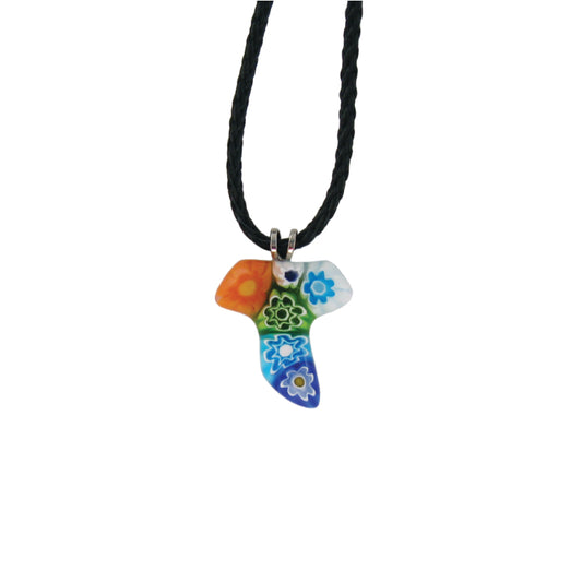 Halsanhänger "Tau-Kreuz" aus Muranoglas