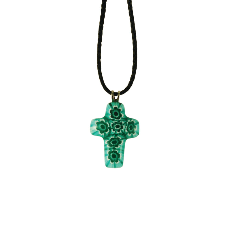 Halsanhänger "Kreuz" in türkis aus Muranoglas