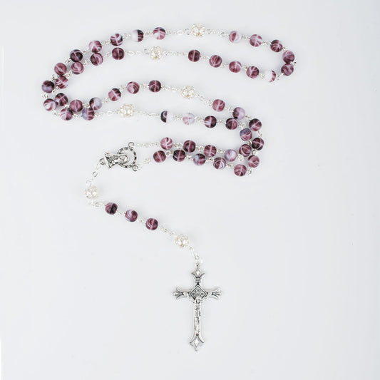 Foto: Taschenrosenkranz Amethyst-Imitation, 47 cm