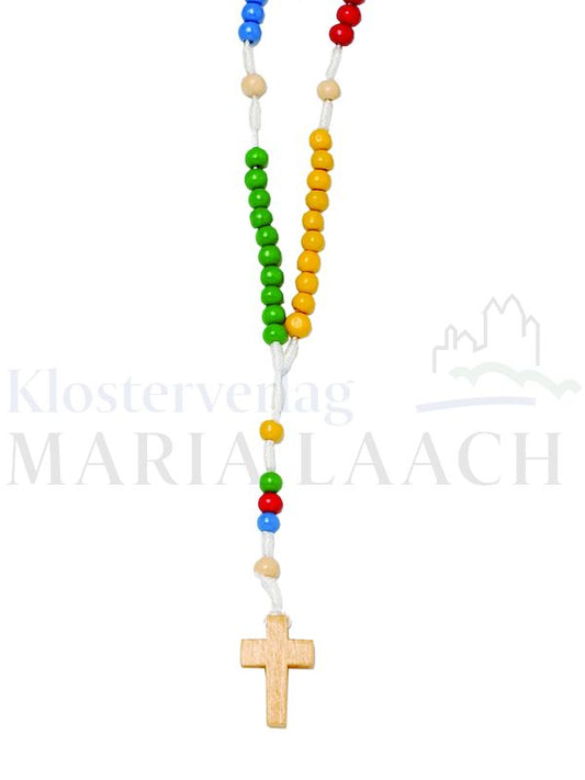 Foto: Taschenrosenkranz farbige Perlen, groß, Holz, 30 cm