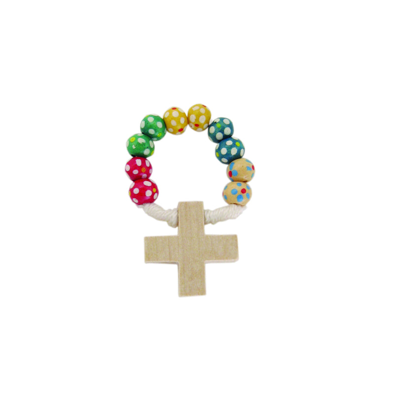 Fingerrosenkranz mit bunten Holzperlen