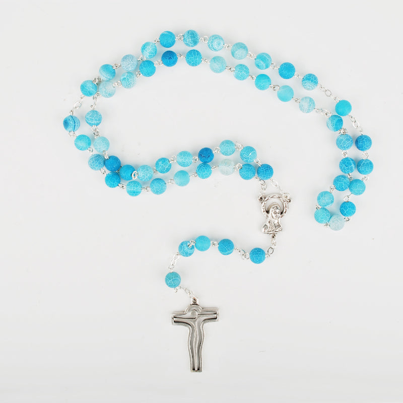 Rosenkranz mit hellblauen Steinperlen