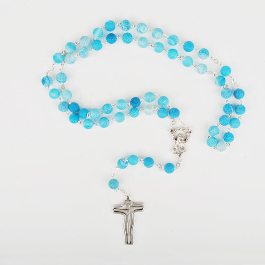 Rosenkranz mit hellblauen Steinperlen