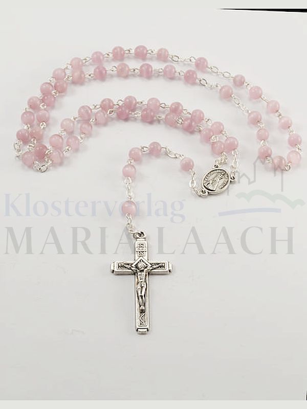 Foto: Rosenkranz große Glas-Perlen rosa, 45 cm lang