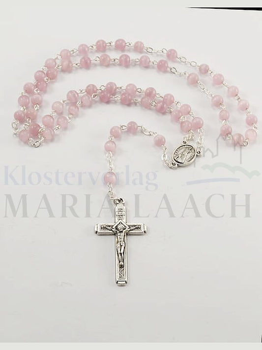 Foto: Rosenkranz große Glas-Perlen rosa, 45 cm lang