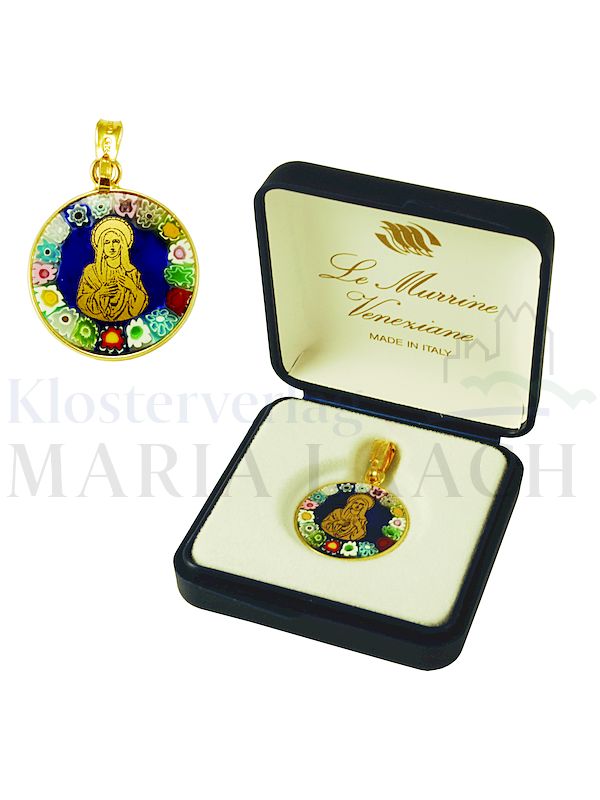 Foto: Halsanhänger Maria, echtes Muranoglas, Ø 1,9 cm, in Geschenkschatulle