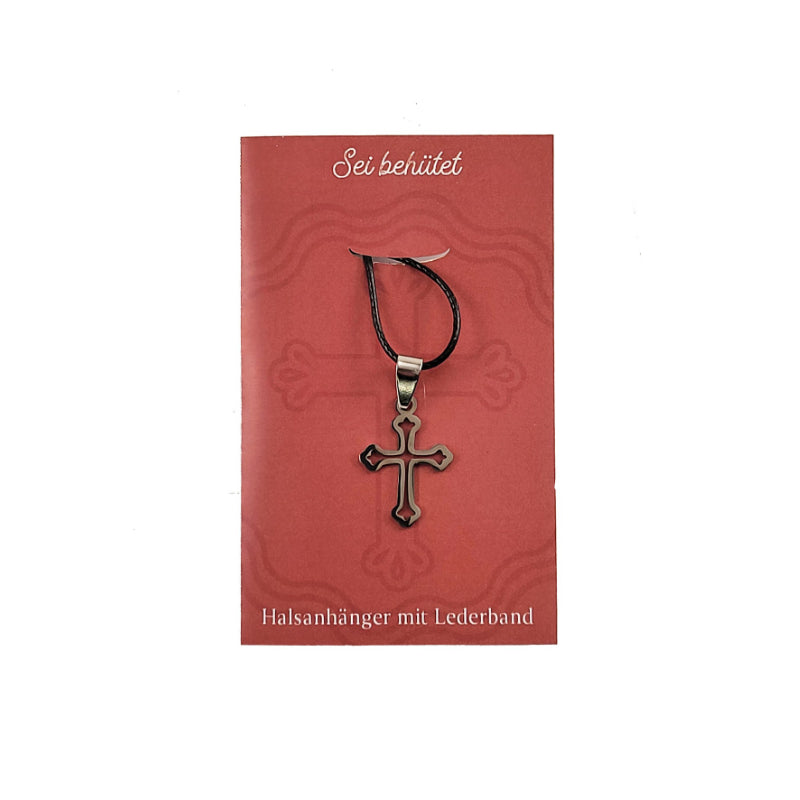 Halsanhänger mit Lederband "Kreuz"