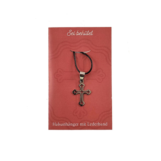 Halsanhänger mit Lederband "Kreuz"